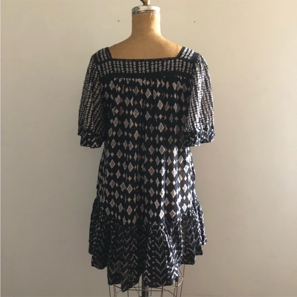 [Freepeople] Black White Printed Lace Button down  Oversized Boho Dresse - Picture 9 of 13